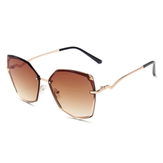 RIMLESS CURVED TEMPLE SUNGLASSES