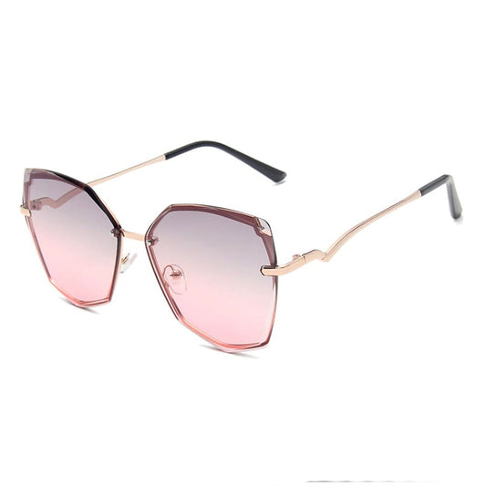 RIMLESS CURVED TEMPLE SUNGLASSES